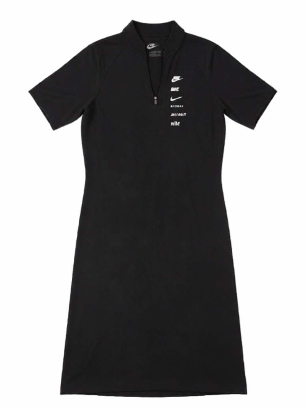 Nike Black Short Sleeve Zip tennis Dress with Logo Detail